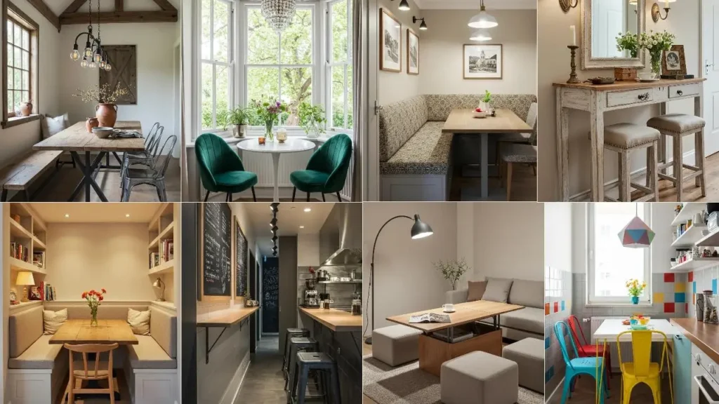 Eettafels voor smalle ruimtes, diverse designs.