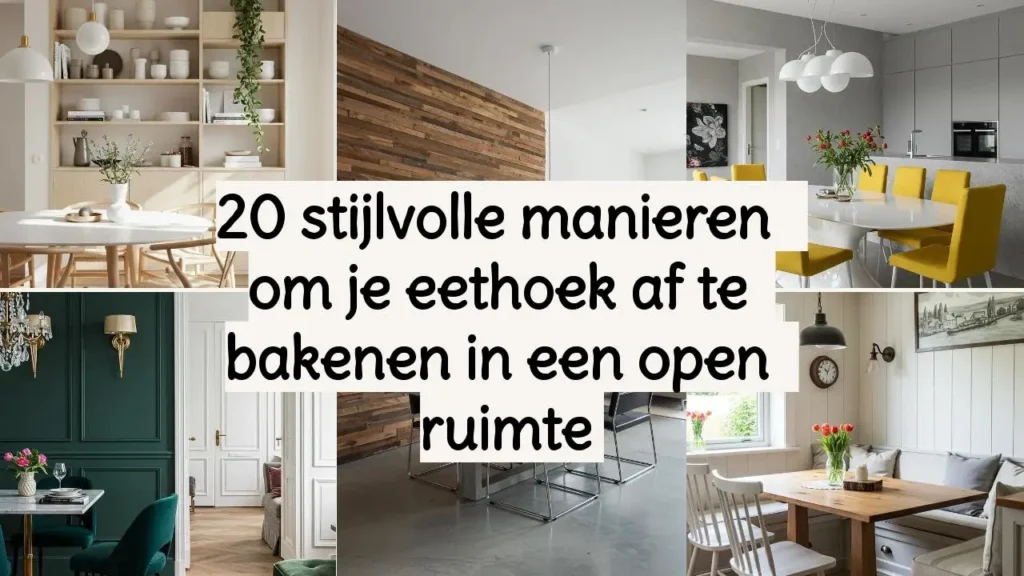 Stijlvolle eethoeken in open ruimte: diverse designs met tafels, stoelen en slimme afbakeningen.