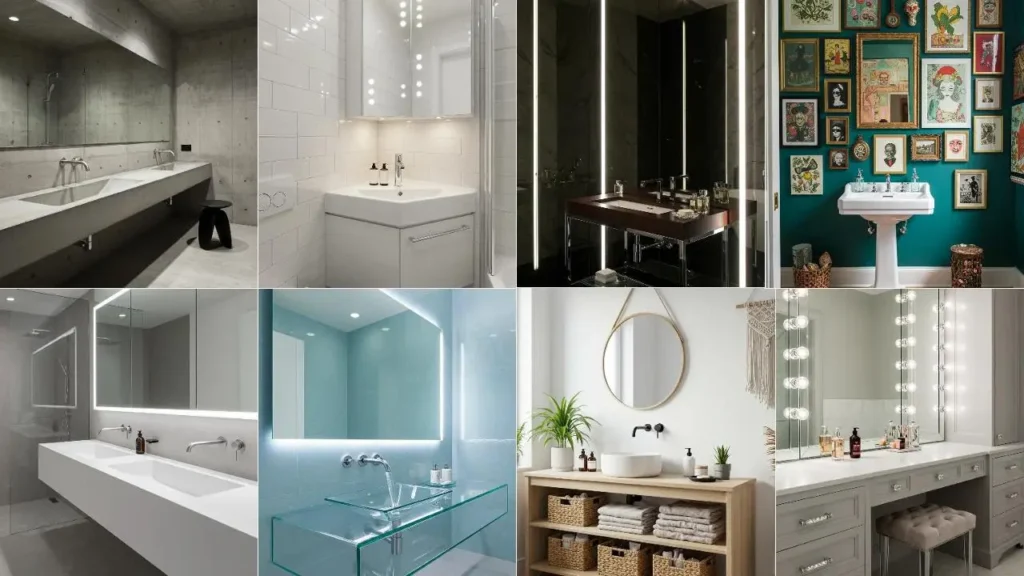 Collage van mooie wastafels voor badkamer inspiratie.
