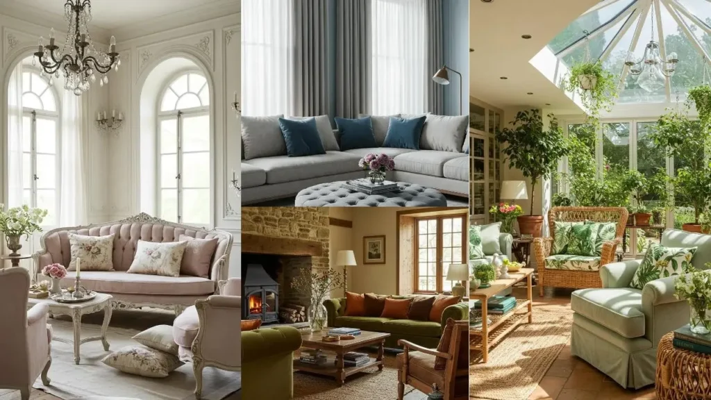 Luxe woonkamers met zachte banken en fluwelen accentkussens, creëren een rijke en comfortabele sfeer.