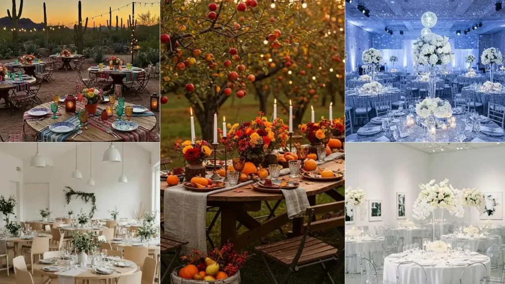 Sfeervolle ronde tafels voor 25 bruiloften: inspiratie voor decoratie en styling.