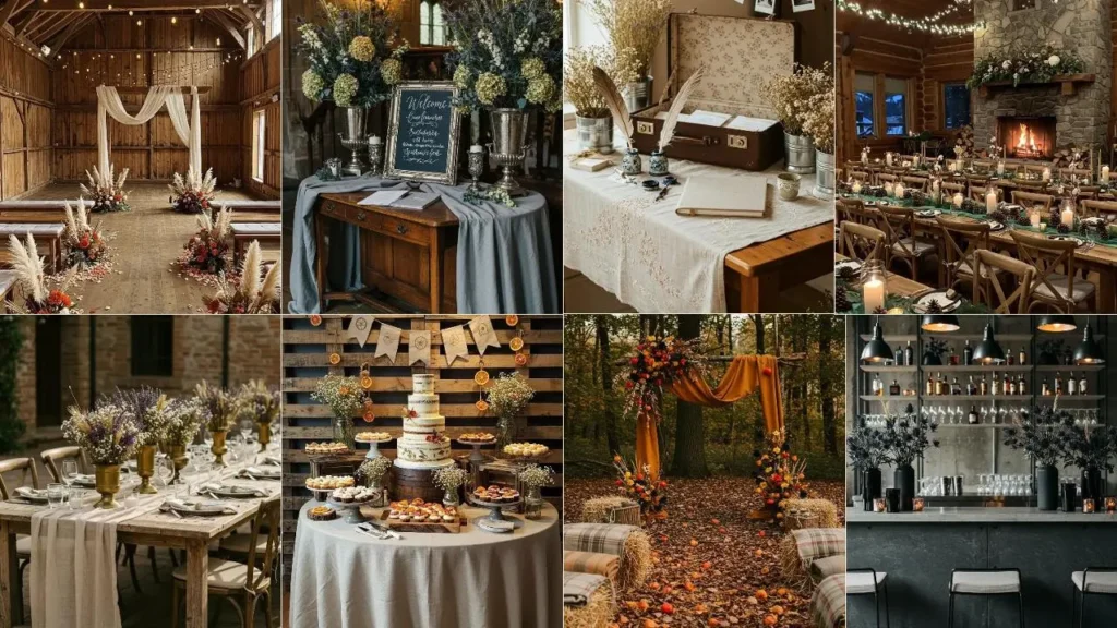 Sfeerimpressie 25 bruiloft styling ideeen: droogbloemen, linnen, rustieke setting.