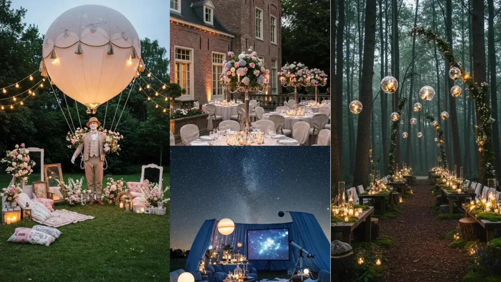Romantisch avondfeest onder de sterrenhemel: diverse sfeervolle decoratie-ideeën met maanlicht.