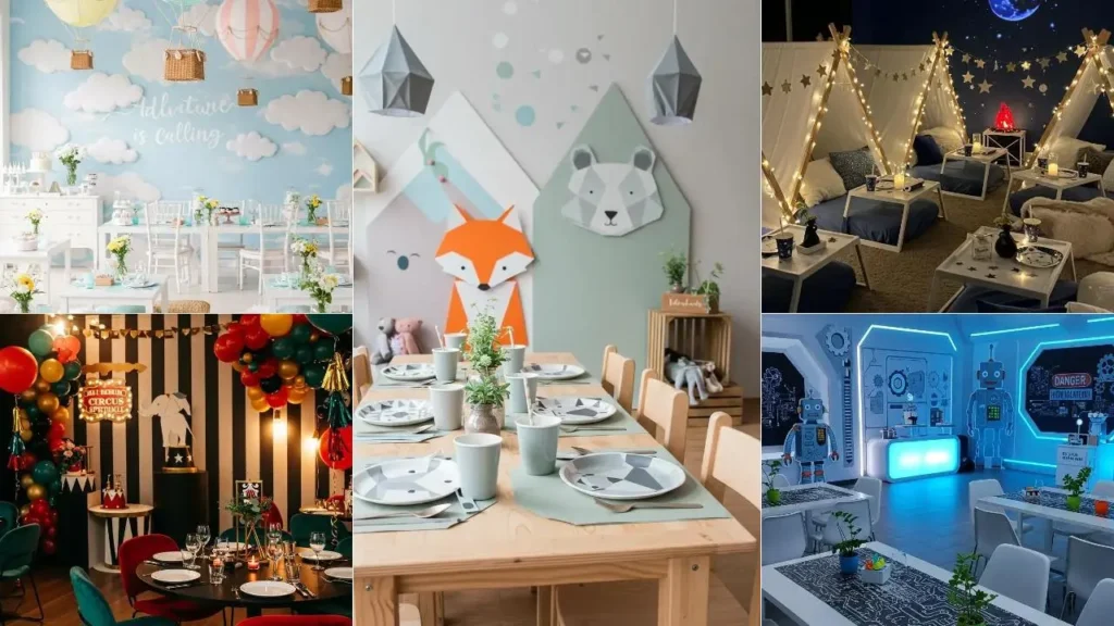 Moderne kinderfeestjes decoratie: luchtballonnen, bosdieren, tentjes en robots!
