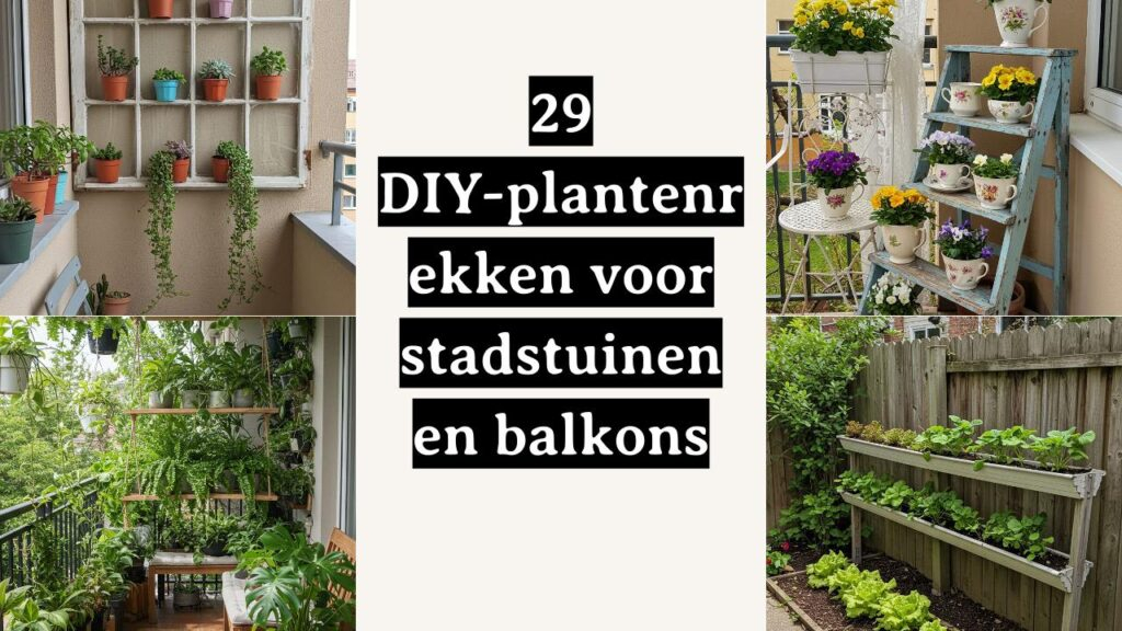 Diverse DIY plantenrekken voor stadstuin en balkon vol planten.