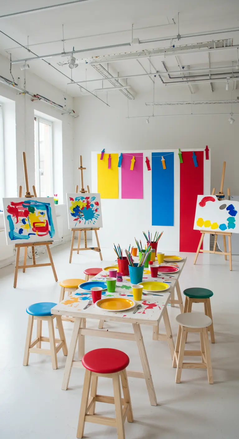 Kinderverjaardag als schildersfeest met ezels en verf.