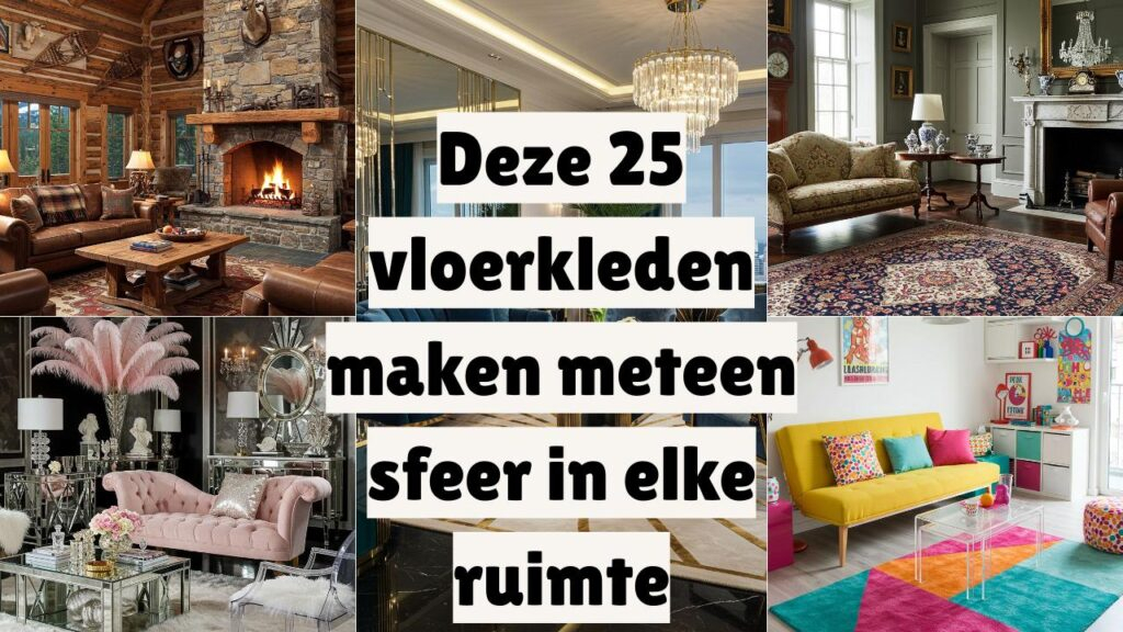 Sfeervolle interieurs met vloerkleden: woonkamer met haard, modern design, vintage tapijt en kleurrijk kleed.