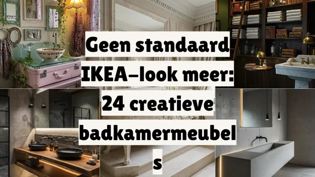 Creatieve badkamers: unieke wastafel op vintage koffer en andere design badkamermeubels.