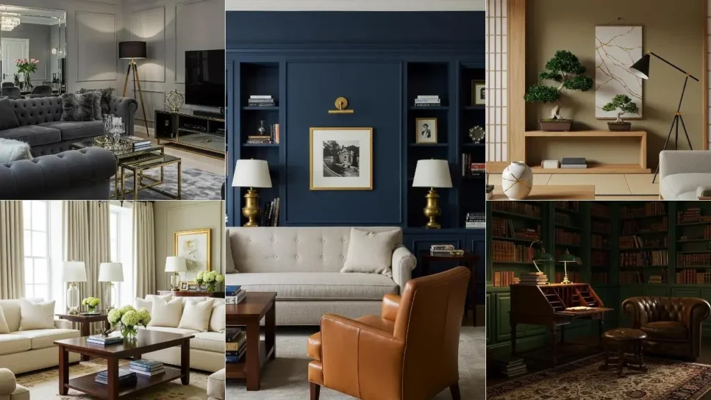 Chique interieurs met gouden accenten, van subtiele details tot sfeervolle verlichting.