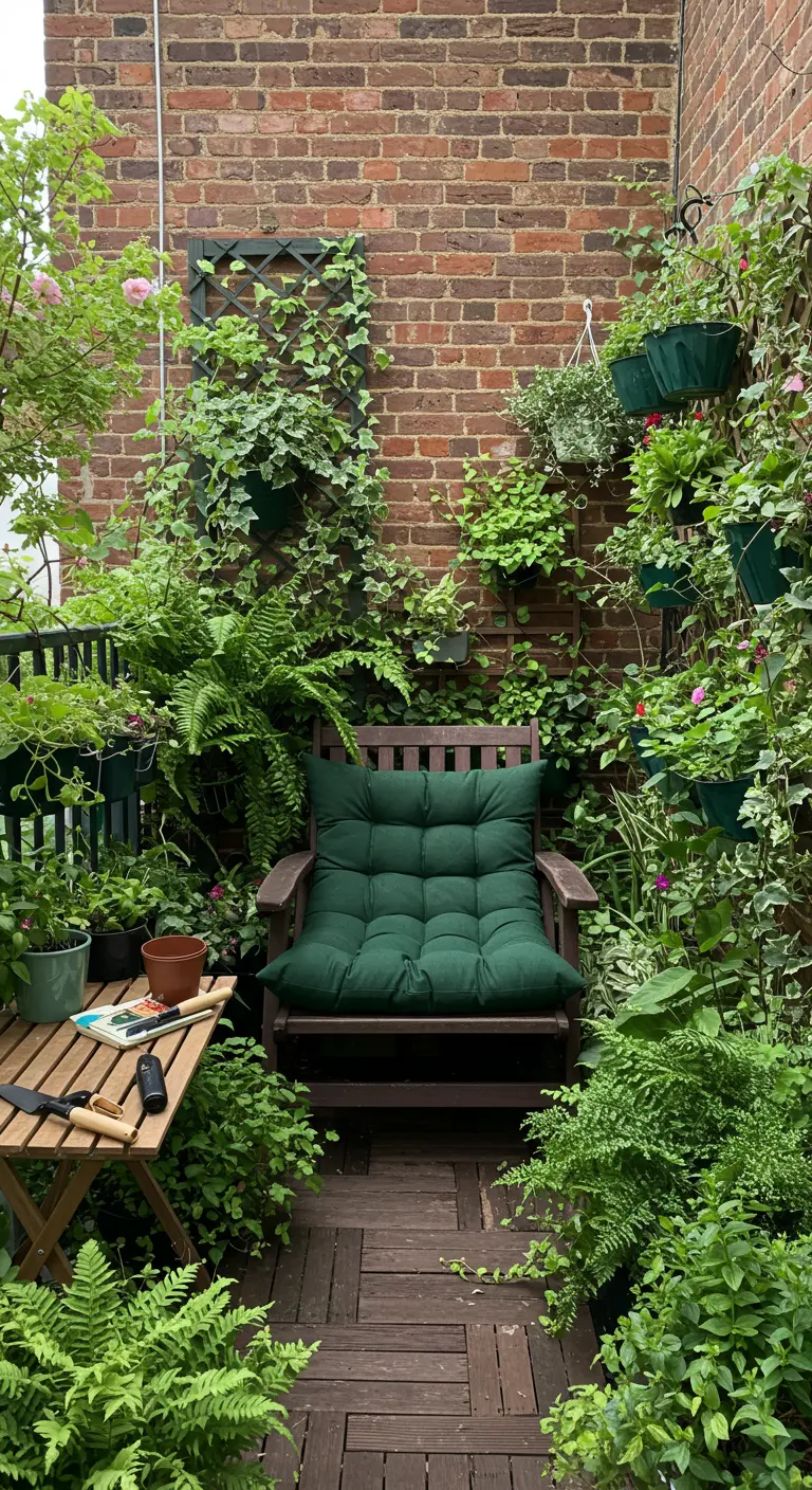 Sfeervol balkon 3 vol planten met comfortabele stoel