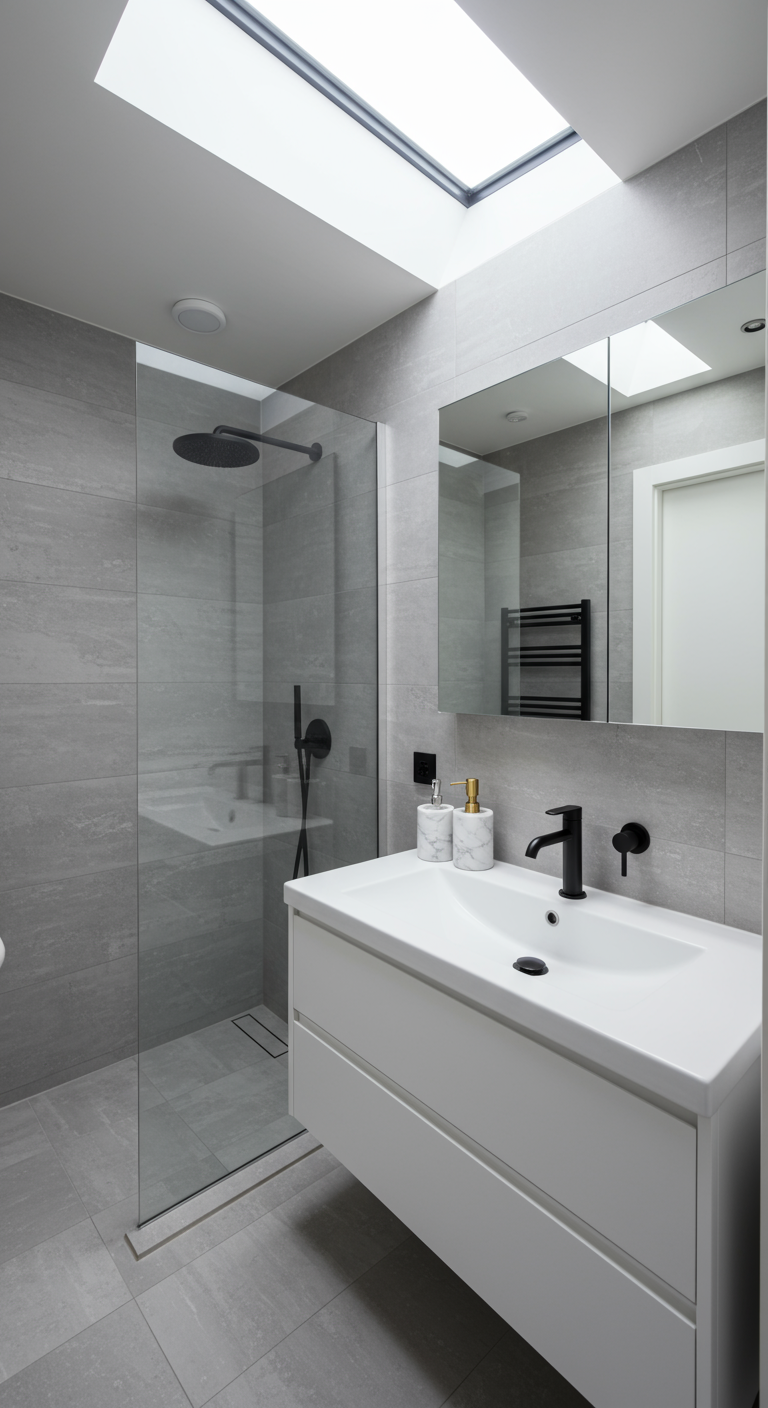 Stapel zachte, luxe handdoeken in een neutrale kleur in een badkamer.