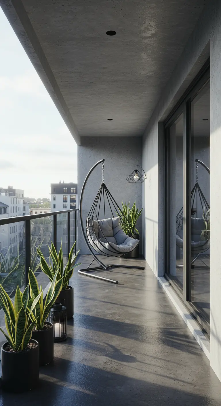 Sfeervol balkon 2 met moderne design hangstoel