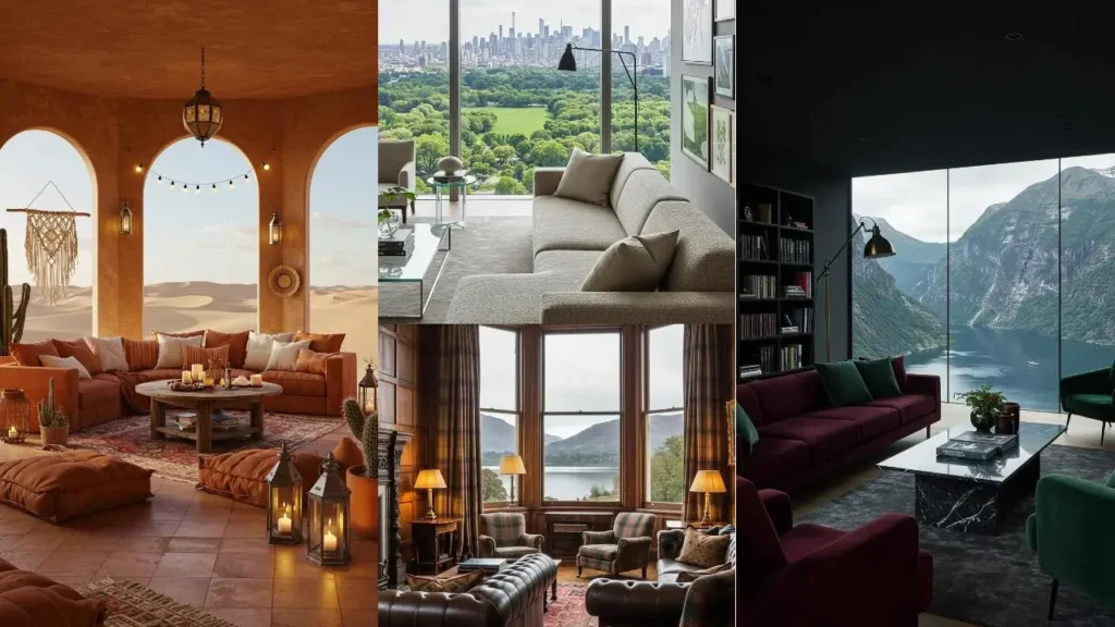 Panoramisch wonen: interieurs met adembenemende uitzichten op woestijn, stad en berg.