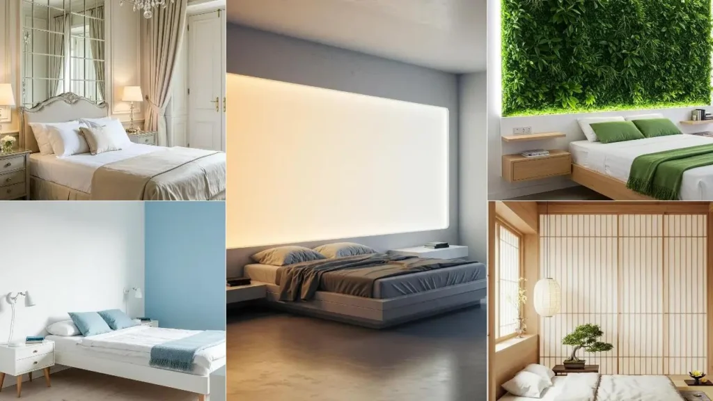 Slaapkamer zonder ramen: 5 inspirerende ideeën met lichtpanelen, groene wand, spiegelwanden & bonsaiboom.