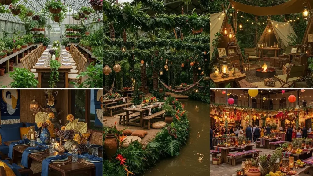 Alternatieve partyvibes: tropische setting zonder palmbomen, met unieke decoratie en sfeer.