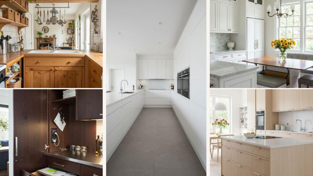 Open keuken styling: Verschillende keuken ontwerpen met slimme opbergoplossingen en een opgeruimde uitstraling.
