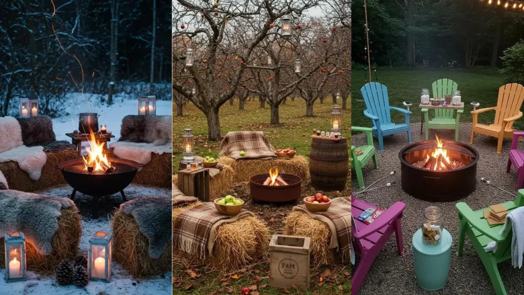 Drie knusse buitenfeestjes met vuurkorven, dekens en gezellige zitplaatsen.
