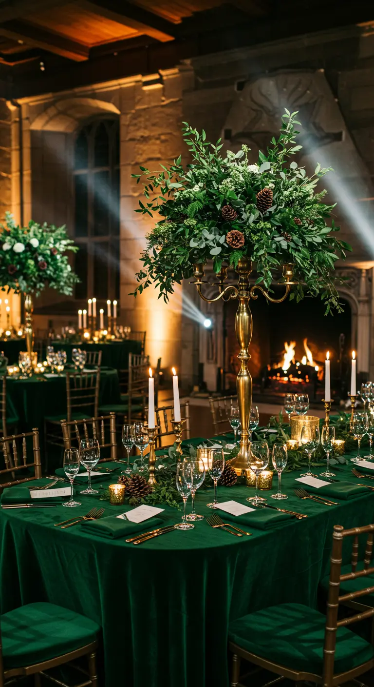 Witte tafels met mintgroene lopers, witte bloemen en geweven lampen aan zee.