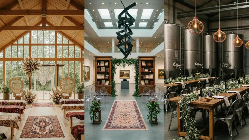 Drie sfeervolle settings tonen creatieve combinaties van vintage en moderne stijlen.